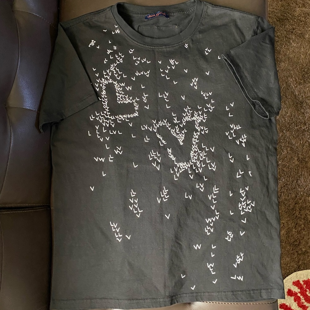 Louis Vuitton Black Short Sleeve Tee with White LV Scatter Motif